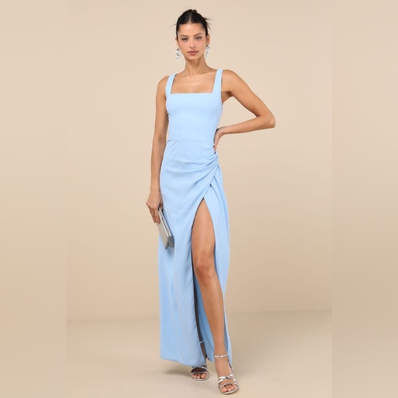 LULU'S Glamorous Disposition Light
Blue Ruched Maxi Dress - Picture 6 of 8